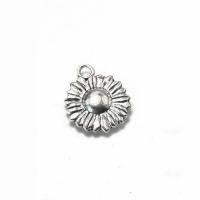 Zinklegierung Blume Anhänger, Sonnenblume, antik silberfarben plattiert, Vintage & unisex, Silberfarbe, 16x19x4.3mm, verkauft von PC