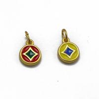 Zinc Alloy Enamel Pendants, gold color plated, Unisex, multi-colored 