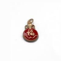 Zinc Alloy Enamel Pendants, gold color plated, Unisex 