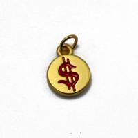 Zinc Alloy Enamel Pendants, Dollar Sign, gold color plated, Unisex 