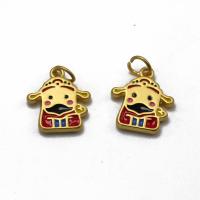 Zinc Alloy Enamel Pendants, God of Wealth, gold color plated, Unisex, multi-colored 