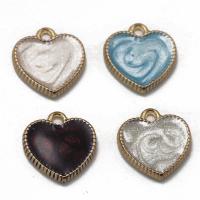 Zinc Alloy Enamel Pendants, Heart, gold color plated, Unisex 