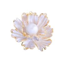 Broche émail, alliage de zinc, avec perle de plastique, Pivoines d'arbre, Placage de couleur d'or, pour femme, doré Vendu par PC