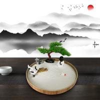 Middle Density Fibreboard Zen Sandbox Ornament, half handmade, for home and office 