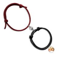 Nylonschnur Armbänder, mit Magnet & 304 Edelstahl, silberfarben plattiert, 2 Stück & Einstellbar & Modeschmuck & für paar, schwarz und rot, Länge:6.7-9.8 cm, verkauft von Paar