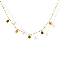 Collier de bijoux de titane, Acier titane, avec 5cm chaînes de rallonge, Placage, bijoux de mode & pavé de micro zircon & pour femme, plus de couleurs à choisir cm, Vendu par PC