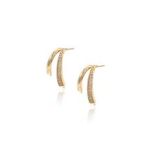 Cubic Zirconia Micro Pave Brass Earring, gold color plated, micro pave cubic zirconia & for woman 