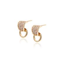 Cubic Zirconia Micro Pave Brass Earring, gold color plated, micro pave cubic zirconia & for woman 