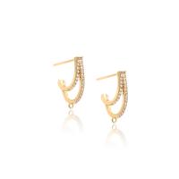 Cubic Zirconia Micro Pave Brass Earring, gold color plated, micro pave cubic zirconia & for woman Approx 1mm 