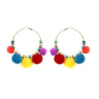 Fashion Create Jewelry Earring, Zinc Alloy, with Plush & Plastic, fashion jewelry & for woman, multi-colored 