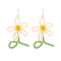 Glass Zinc Alloy Earring, with Glass Beads, fashion jewelry & for woman 