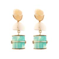 Resin Zinc Alloy Earring, with Resin, gold color plated, fashion jewelry & for woman 