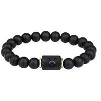 Abrazine Stein Armband, mit Zinklegierung, 12 Zeichen des Sternzeichens, goldfarben plattiert, unisex & verschiedene Stile für Wahl, schwarz, 8mm, Länge:7.5 ZollInch, verkauft von PC