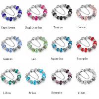 Bracelets de cristal, laiton, avec cristal, 12 Signes du Zodiaque, Placage de couleur argentée, bijoux de mode & longueur différente pour le choix, plus de couleurs à choisir, Vendu par PC