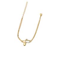 Cubic Zircon Micro Pave Brass Necklace, with 5cm extender chain, Butterfly, 14K gold plated, Adjustable & fashion jewelry & micro pave cubic zirconia & for woman, golden cm 