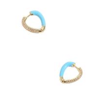 Cubic Zirconia Micro Pave Brass Earring, Heart, 14K gold plated, fashion jewelry & micro pave cubic zirconia & for woman & enamel 16.6mm 