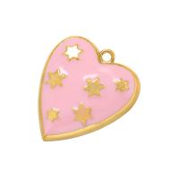 Enamel Brass Pendants, Heart, gold color plated Approx 2mm 