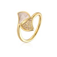 Cubic Zirconia Micro Pave Brass Finger Ring, 18K gold plated, Adjustable & micro pave cubic zirconia & for woman & enamel, 18mm 