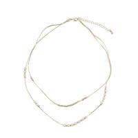 Zinc Alloy Necklace, with Plastic Pearl, with 1.97inch extender chain, Double Layer & fashion jewelry & for woman Approx 21.65 Inch 