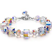 Bracelets de cristal en alliage zinc, avec alliage de zinc, avec 1.69 chaînes de rallonge, Placage de couleur argentée, unisexe .69 pouce, Vendu par PC