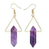 Gemstone Drop Earring, Zinc Alloy, with Gemstone, polished, fashion jewelry & for woman 