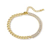 Cubic Zirconia Micro Pave Brass Bracelet, gold color plated & micro pave cubic zirconia & for woman 