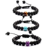 Edelstein Armbänder, Lava, mit Türkis & Terylen Schnur & Tigerauge & Amethyst, rund, unisex & einstellbar, keine, 8mm, Länge:7.5 ZollInch, verkauft von PC