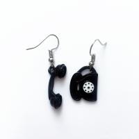 Asymmetric Earrings, Zinc Alloy, Telephone, stoving varnish, for woman 15*19mm,10*25mm 