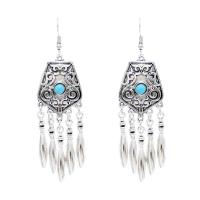 Fashion Fringe Earrings, Zinc Alloy, with turquoise, antique silver color plated, fashion jewelry & for woman 