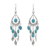 Fashion Fringe Earrings, Zinc Alloy, with turquoise, antique silver color plated, fashion jewelry & for woman 