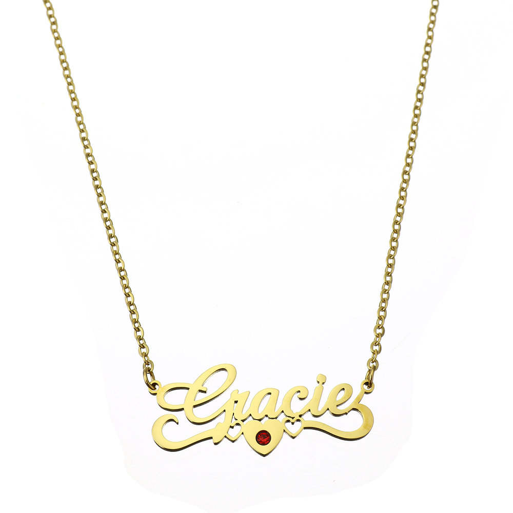 Collier de bijoux en acier inoxydable, Acier inoxydable 304, avec 1.97inch chaînes de rallonge, Placage ionique sous vide, Chaque texte personnalisé doit être inférieur à 10 lettres & bijoux de mode & pour femme & avec strass, doré, Longueur:Environ 17.72 pouce, Vendu par PC