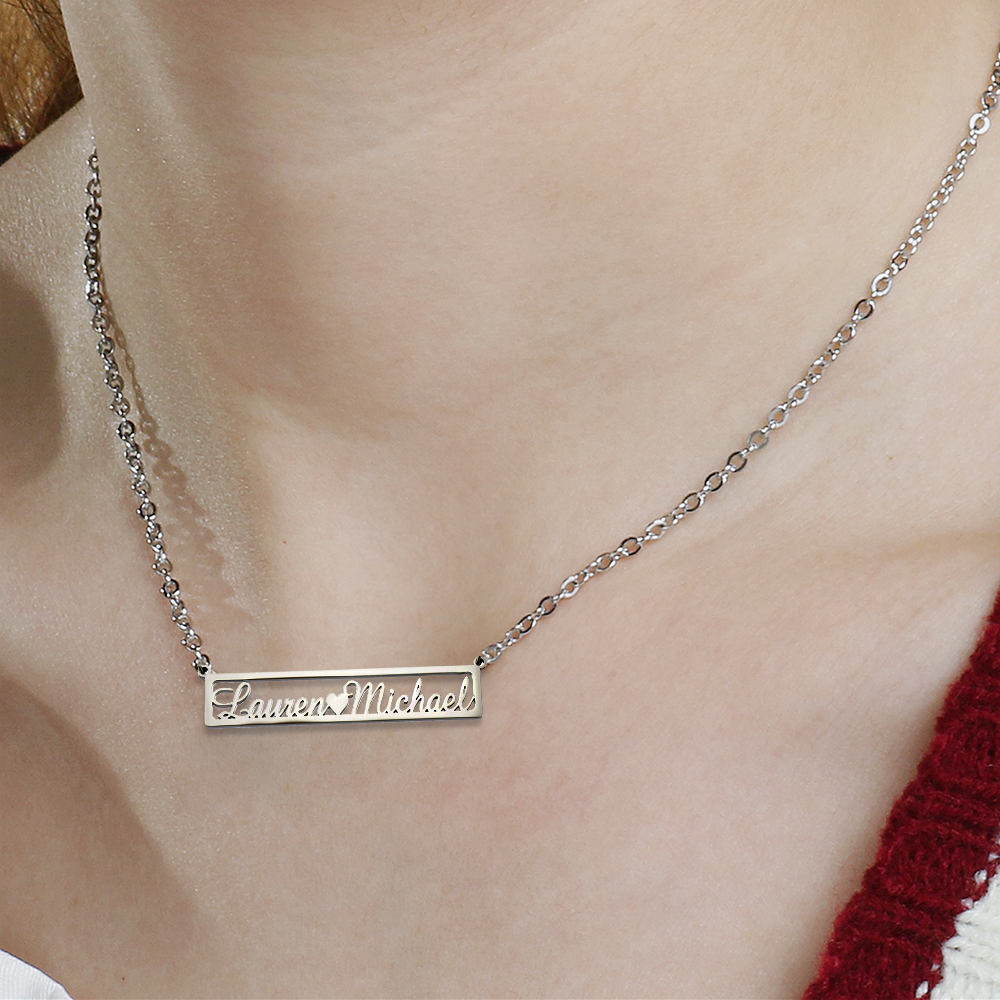 Collar de Acero Inoxidable, acero inoxidable 304, con 1.97inch extender cadena, Cada texto personalizado debe tener menos de 10 letras & Joyería & para mujer & hueco, color original, 50x15mm, longitud:aproximado 17.72 Inch, Vendido por UD