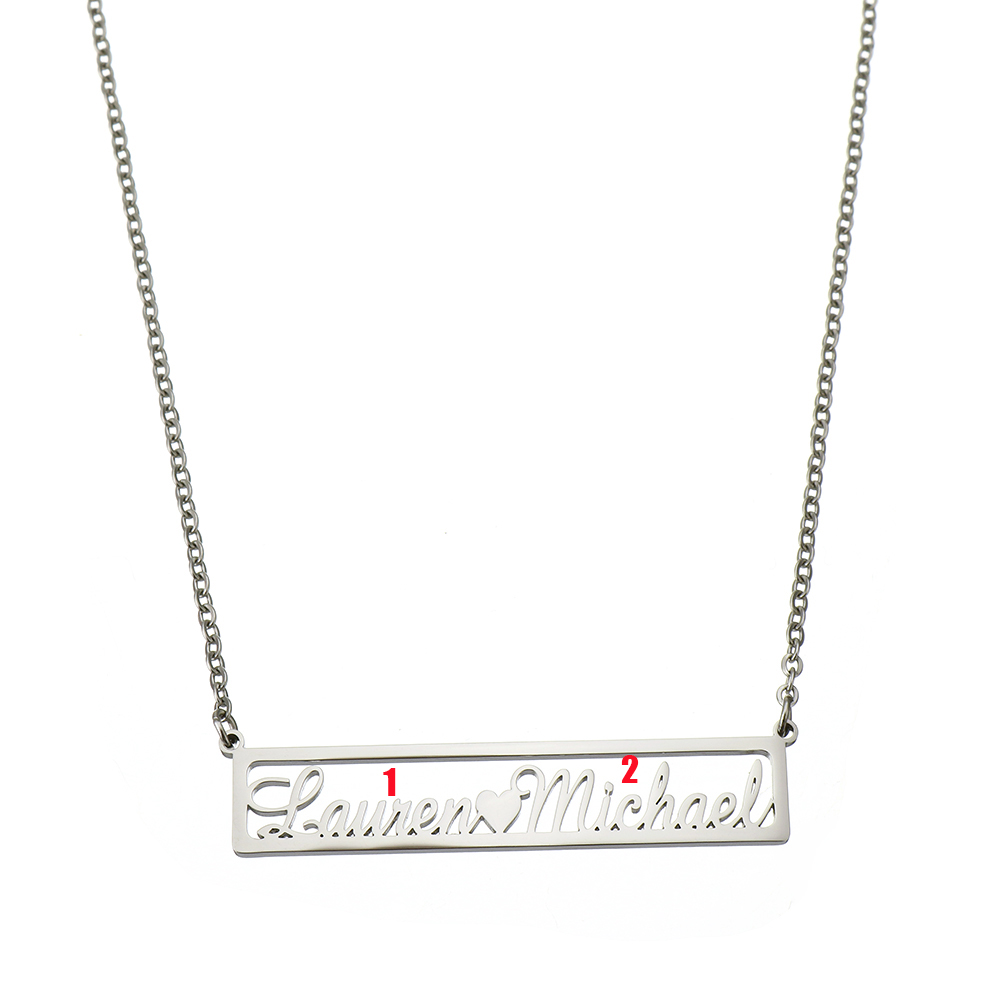 Collar de Acero Inoxidable, acero inoxidable 304, con 1.97inch extender cadena, Cada texto personalizado debe tener menos de 10 letras & Joyería & para mujer & hueco, color original, 50x15mm, longitud:aproximado 17.72 Inch, Vendido por UD