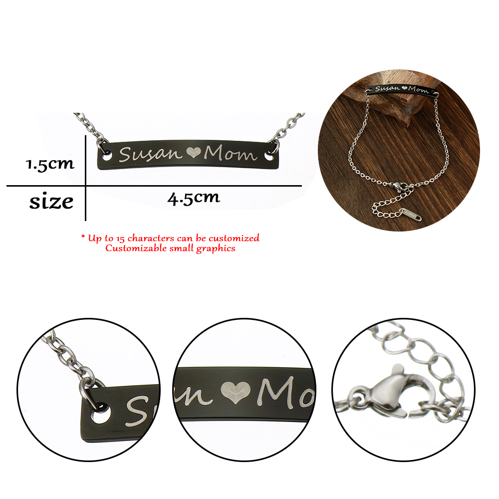 Edelstahl Armbänder, 304 Edelstahl, mit Verlängerungskettchen von 1.97inch, Vakuum-Ionen-Beschichtung, Jeder benutzerdefinierte Text muss weniger als zehn Buchstaben sein & Modeschmuck & für Frau, keine, Länge:ca. 6.89 ZollInch, verkauft von PC