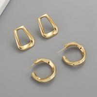 Brass Stud Earring, real gold plated, fashion jewelry & for woman, golden 