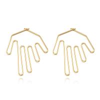 Brass Stud Earring, Hand, real gold plated, fashion jewelry & for woman, golden 