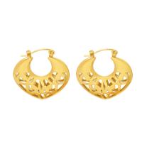 Acier titane boucle d'oreille cercle, Placage ionique sous vide, pour femme & creux, doré Vendu par paire