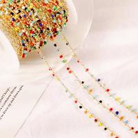 Messing Kugelkette, mit Seedbead, goldfarben plattiert, DIY, keine, 3mm, 1m/Spule, verkauft von Spule