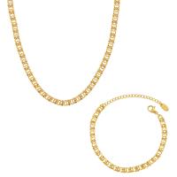 Collier de bijoux de titane, Acier titane, avec 5cm chaînes de rallonge, Plaqué d'or 18K, bijoux de mode & styles différents pour le choix & pour femme, plus de couleurs à choisir, 5mm Environ 40 cm, Vendu par PC