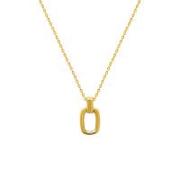 Collier de bijoux de titane, Acier titane, avec 5cm chaînes de rallonge, rectangle, Plaqué or 18K, bijoux de mode & pour femme & creux, doré Environ 40 cm, Vendu par PC