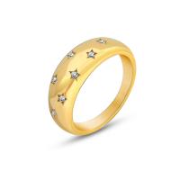 Titan Stahl Fingerring, Titanstahl, Kreisring, 18K vergoldet, Modeschmuck & verschiedene Größen vorhanden & Micro pave Zirkonia & für Frau, keine, 6mm, Größe:6-8, verkauft von PC