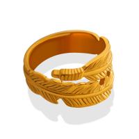 Titan Stahl Fingerring, Titanstahl, Federn, 18K vergoldet, Doppelschicht & Modeschmuck & für Frau, keine, 13mm, Größe:7, verkauft von PC