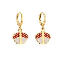 Huggie Hoop Drop Earring, Brass, gold color plated & for woman & enamel 