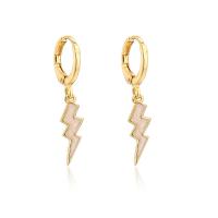 Huggie Hoop Drop Earring, Brass, gold color plated, for woman & enamel 