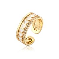 Brass Cuff Finger Ring, gold color plated, Adjustable & micro pave cubic zirconia & for woman & enamel 