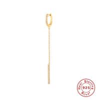 Huggie Hoop Drop Earring, 925 Sterling Silver, gold color plated, micro pave cubic zirconia & for woman 