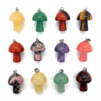 Gemstone Brass Pendants, with Brass, mushroom, silver color plated, DIY 