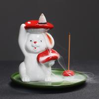 Incense Smoke Flow Backflow Holder Ceramic Incense Burner, Porcelain, Rabbit, handmade, for home and office & durable & multifunctional cadmium free 