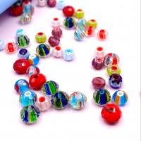 Бусины Millefiori Slice Lampwork, Лэмпворк, Круглая, случайным образом отправлено & DIY, разноцветный, 10-12mm, отверстие:Приблизительно 2mm, продается PC