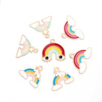 Zinc Alloy Enamel Pendants, Rainbow, gold color plated, DIY 